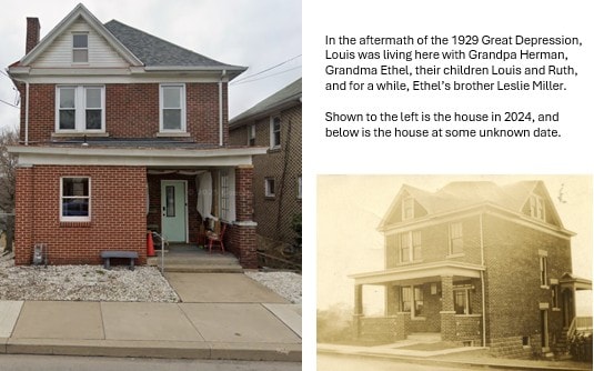 2008 Pioneer Ave, Pittsburgh — built by Louis G Wolf, shown in 2024 and at an unknown earlier date