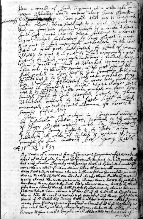 Colonial land survey, East Jersey Proprietary Record Book O — left