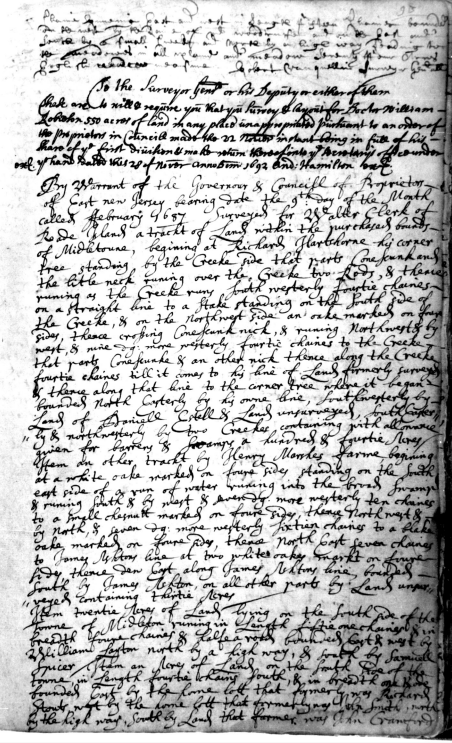 Colonial land survey, East Jersey Proprietary Record Book O — right