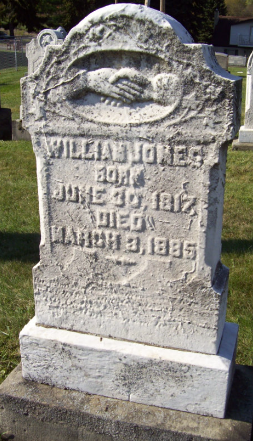 Tombstone of William Jones, born June 30, 1817, died March 3, 1885, Franklin Park Baptist Cemetery