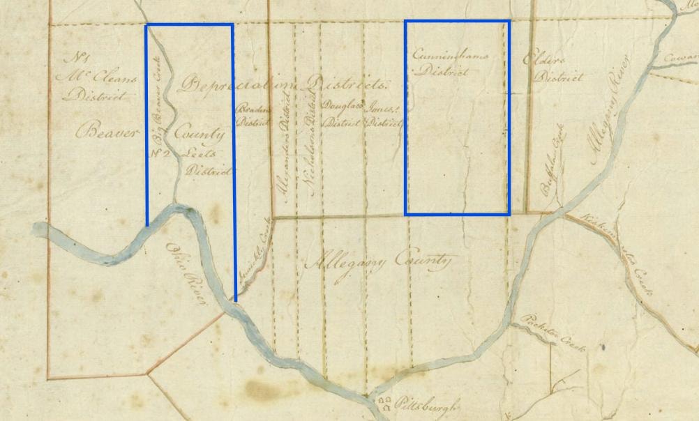 District 1 Cunningham and District 2 Leet depreciation lands map Pennsylvania