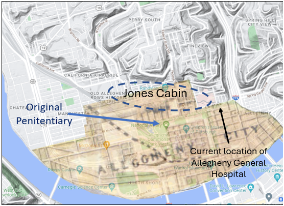 Location of Benjamin Jones cabin, built in the early 1780s